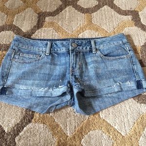 American Eagle glitter denim shorts